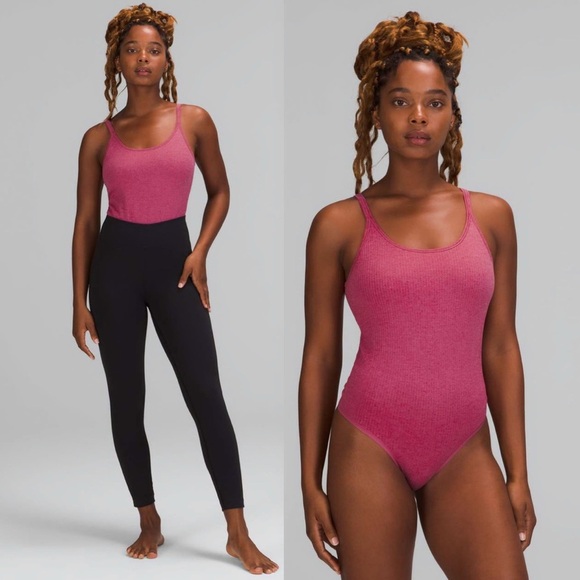 Lululemon Ebb to Street Bodysuit Light Support, B/C Cups in Pink Lychee Sz. 4 - Picture 1 of 9